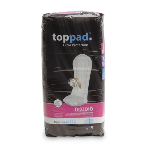 Toppad טופ פד סופגנית מקסי 15 יח | מוצרי ספיגה