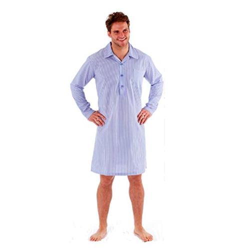 XXL M Mens Nightshirt Sleepwear Pyjamas Lightweight Yarn Dyed Poly Cotton