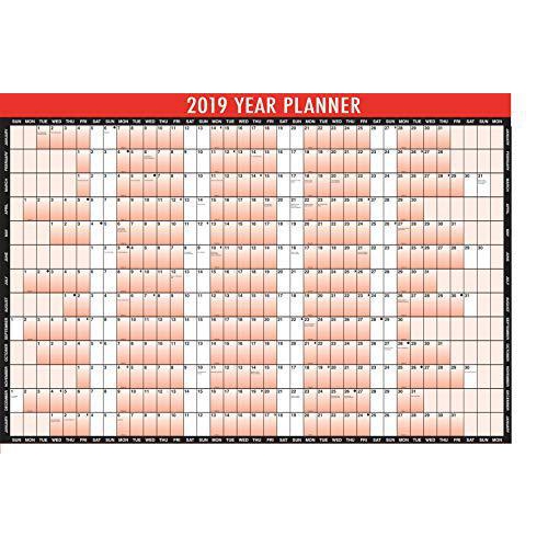 A1 Laminated 2020 Yearly Wall Planner Calendar with Dry Wipe Pen and Sticker Dots